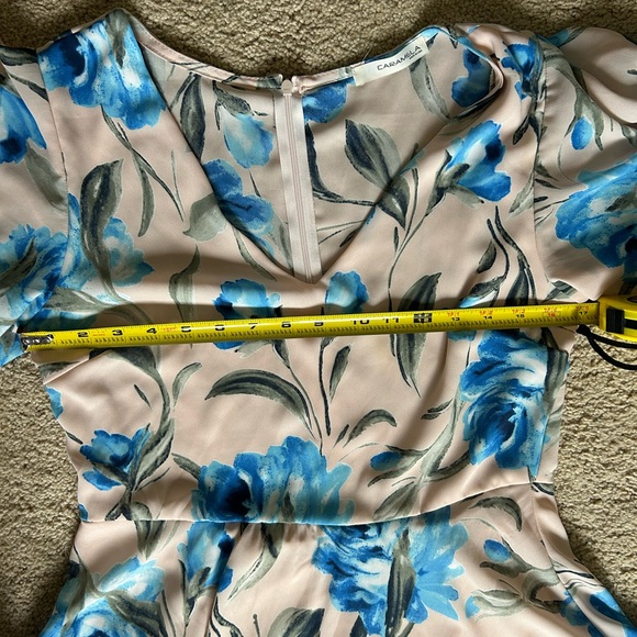 Caramela Pink Flowy Summer Dress Soft Pink with Blue Flowers (Mad About Style) - Picture 6 of 6